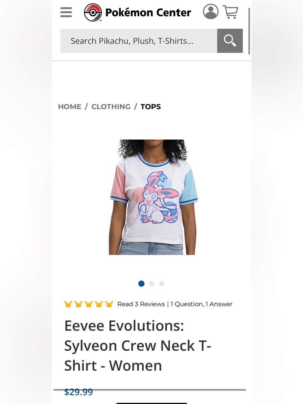 Eevee Evolution Sylveon Crew Neck Tee women size S